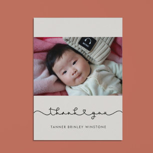 Cartão De Agradecimento Cute connecting heart Baby shower thank you card