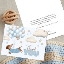 Cute Dachshund and Balloons Boy Baby Shower