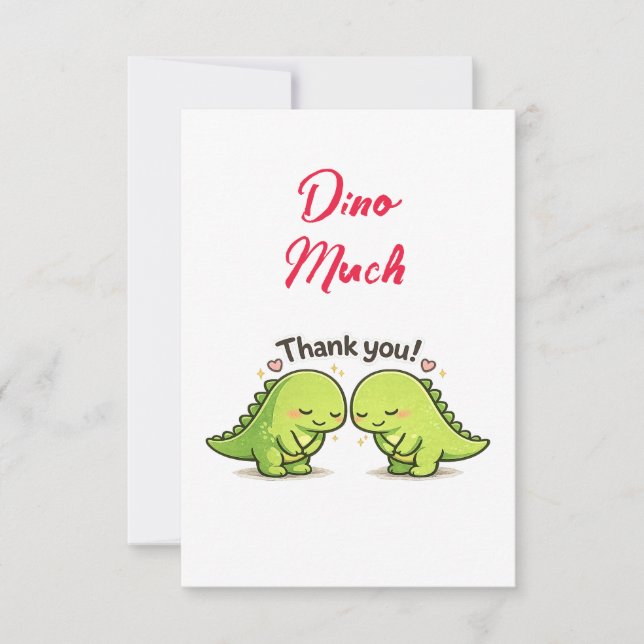 Cartão De Agradecimento Cute Dinosaur Couple Wedding Thank You (Frente)
