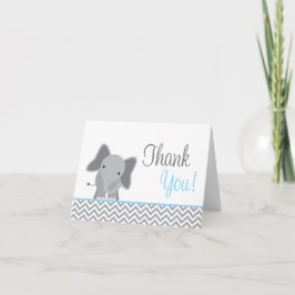 Cartão De Agradecimento Cute Elephant Chevron Light Blue Thank You