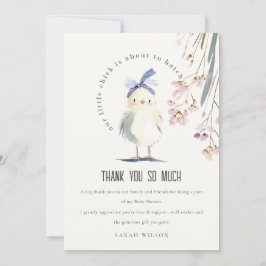 Cartão De Agradecimento Cute Farm Chick Watercolor Floral Baby Shower