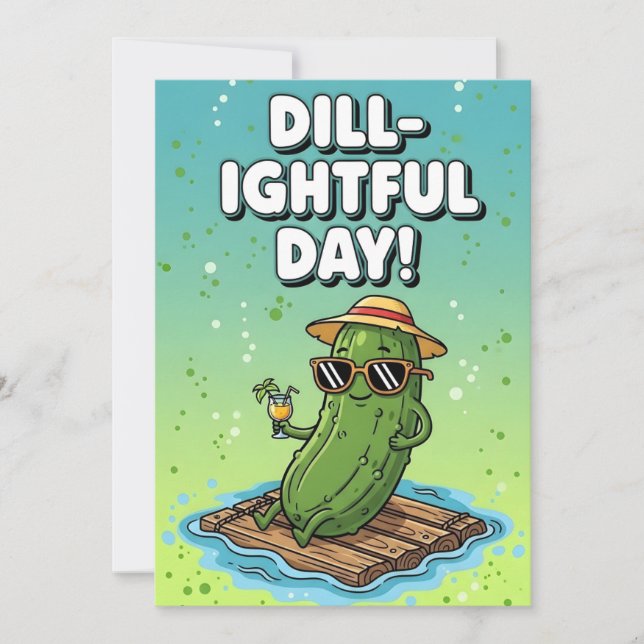 Cartão De Agradecimento Cute Food Pun Dill-ightful Daysilly pickle lover (Frente)