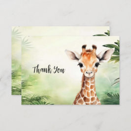 Cartão De Agradecimento Cute Giraffe Jungle Baby Shower Party Beautiful