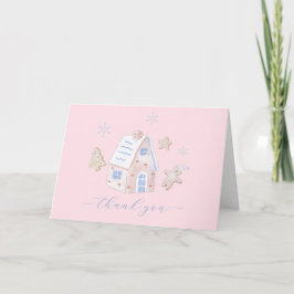 Cartão De Agradecimento Cute Girl Gingerbread Village Baby Shower