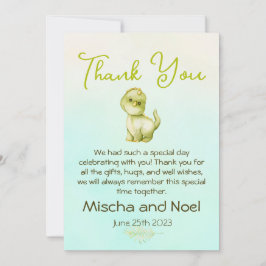 Cartão De Agradecimento Cute Green Dinosaur Meninos Baby Shower Agradecime