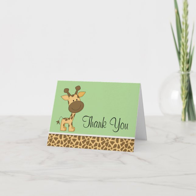 Cartão De Agradecimento Cute Green Giraffe Thank You (Frente)