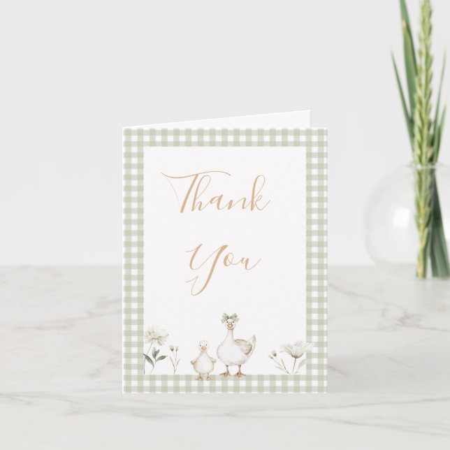 Cartão De Agradecimento Cute Green Silly Goose Baby Shower Thank You Card (Frente)