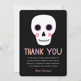 Cartão De Agradecimento Cute Halloween Crânio Pastel Obrigado Aniversário
