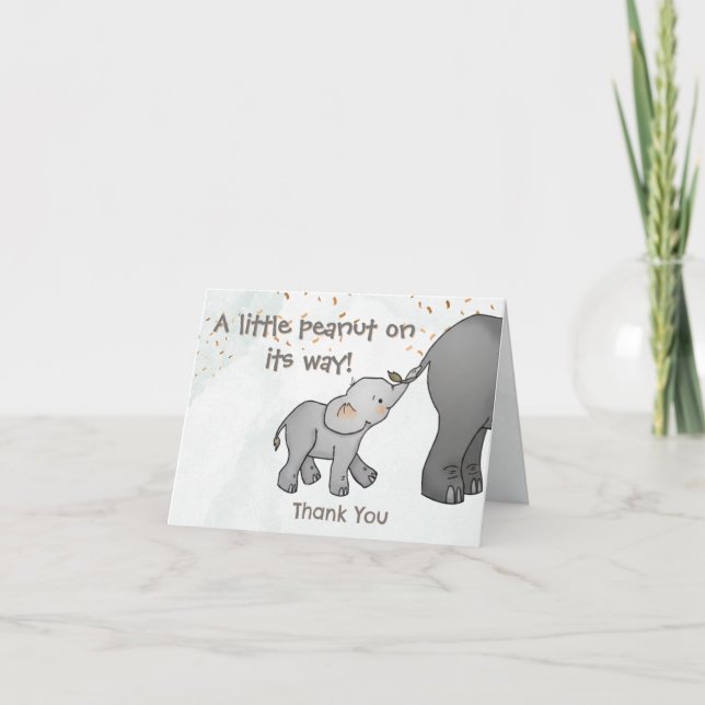 Cartão De Agradecimento Cute Hand Drawn Elephant Little Peanut Thank You (Frente)