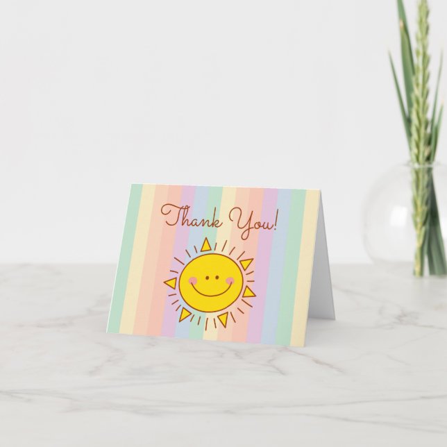 Cartão De Agradecimento Cute Happy Little Rainbow Sunshine (Frente)