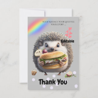 Cartão De Agradecimento Cute Hedgehog Burger