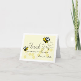 Cartão De Agradecimento Cute Honey Bee Birthday Heart Yellow