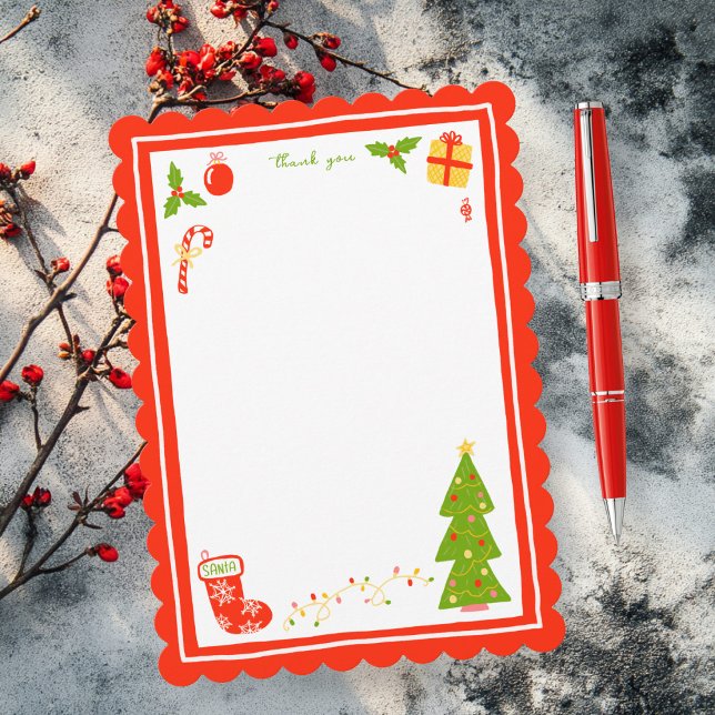 Cartão De Agradecimento Cute Icons Christmas Holiday CUSTOM Personalized  (Cute Icons Christmas Holiday CUSTOM Personalized Thank You Note Card
)