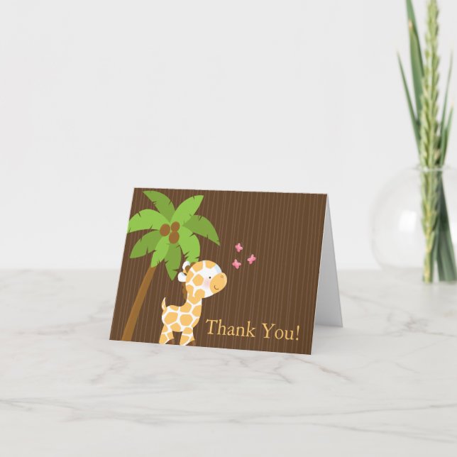 Cartão De Agradecimento Cute Jungle Giraffe Baby Shower Thank You Card (Frente)