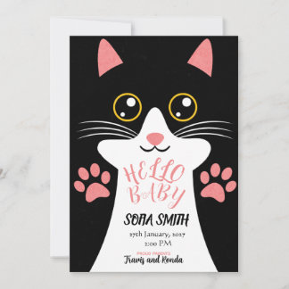 Cartão De Agradecimento Cute Kitty Baby Arrival Announcement
