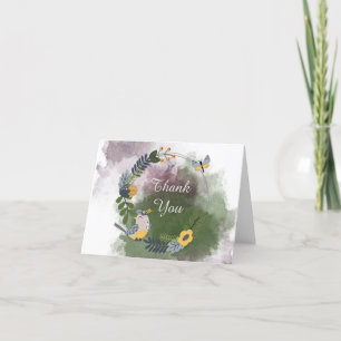 Cartão De Agradecimento Cute Little Bird and Butterfly Thank You