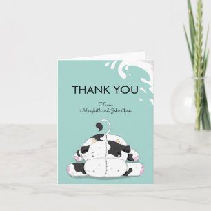 Cartão De Agradecimento Cute Little Cow Baby Shower Thank You Card