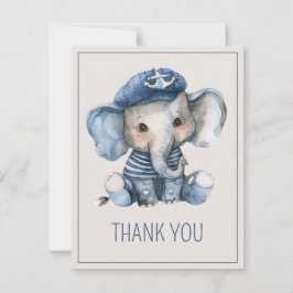 Cartão De Agradecimento Cute Nautical Blue Baby Elephant Baby Shower