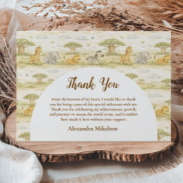 Cartão De Agradecimento Cute Neutral Safari Animals First Birthday