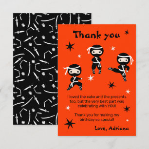 Cartão De Agradecimento Cute Ninja Kids - Festa de Aniversário das Meninas