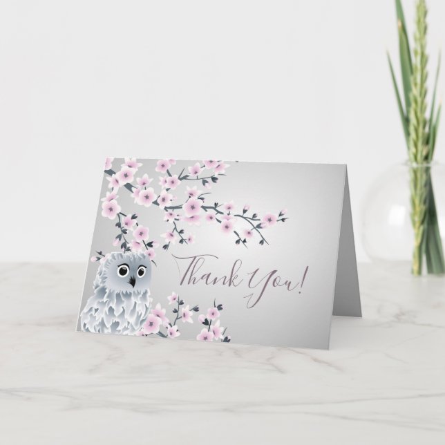 Cartão De Agradecimento Cute Owl  Thank You (Frente)