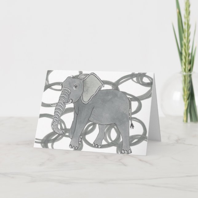 Cartão De Agradecimento Cute Pach The Elephant - Jumping Through Hoops! (Frente)