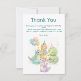 Cartão De Agradecimento Cute Pastel Watercolor Dinosaurs Birthday