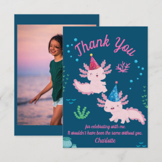 Cartão De Agradecimento Cute Pink Axolotl Aniversário Obrigado