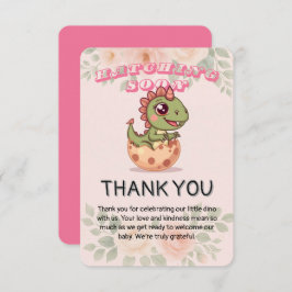 Cartão De Agradecimento Cute Pink Dino Hatching Soon