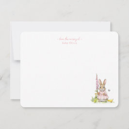 Cartão De Agradecimento Cute pink Vintage bunny Baby girl Thank You card