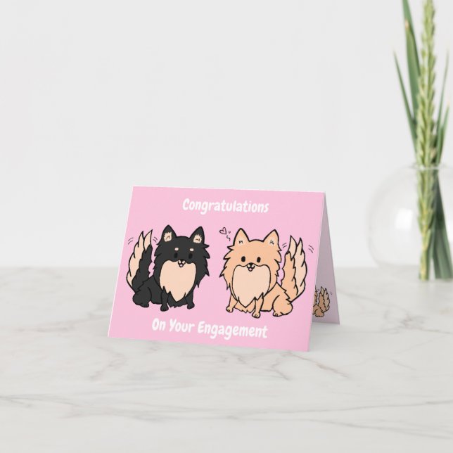 Cartão De Agradecimento Cute Pom Engagement Congrats Blank Card (Frente)