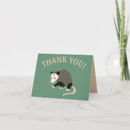 Cartão De Agradecimento Cute Possum Illustration Personalized Light Green