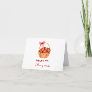 Cartão De Agradecimento Cute Preppy Berry Primeiro Aniversário Berry Muito