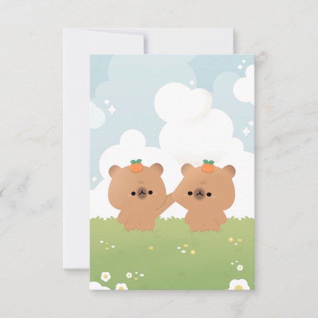 Cartão De Agradecimento Cute Romantic Capybara (Frente)