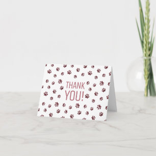 Cartão De Agradecimento Cute Rose Gold Glitter Paw Prints Obrigado