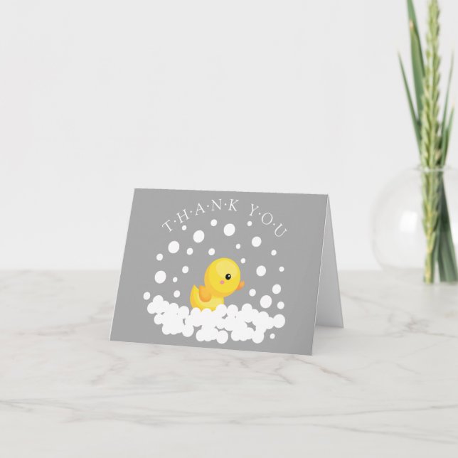 Cartão De Agradecimento Cute Rubber Duck Baby Shower Thank You Note (Frente)