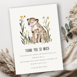 Cartão De Agradecimento Cute Rustic Mum and Baby Tiger Foliage Baby Shower