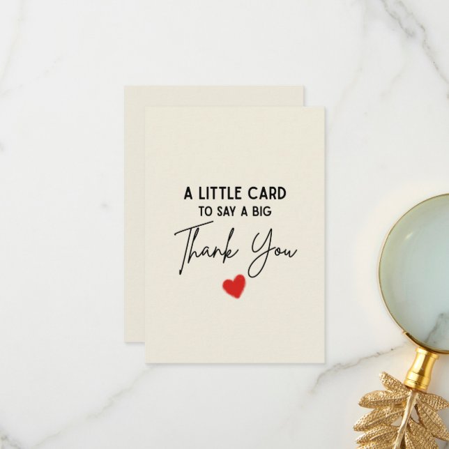 Cartão De Agradecimento Cute Simple A Little Card To Say A Big Thank You (Frente/Verso In Situ)
