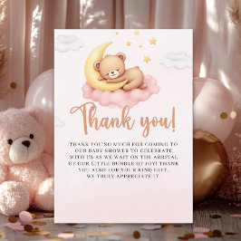 Cartão De Agradecimento Cute Sleeping Bear Baby Shower Girl 