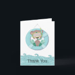 Cartão De Agradecimento Cute Snorkeling Teddy Bear Blue Thank You<br><div class="desc">A cute snorkeling teddy bear in sits on a blue life ring above the water. Thank you text is included in a fun casual type face. You can personalize this text with other wording if you desire. The card is intentionally left blank inside for your personal message. This design is...</div>