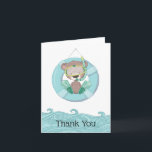 Cartão De Agradecimento Cute Snorkeling Teddy Bear Blue Thank You<br><div class="desc">A cute snorkeling teddy bear in sits on a blue life ring above the water. Thank you text is included in a fun casual type face. You can personalize this text with other wording if you desire. The card is intentionally left blank inside for your personal message. This design is...</div>
