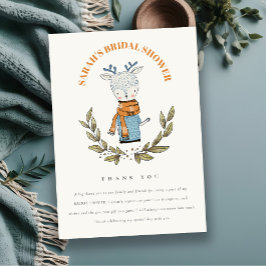 Cartão De Agradecimento Cute Suéter Feio de Inverno Rena Chá de Noiva