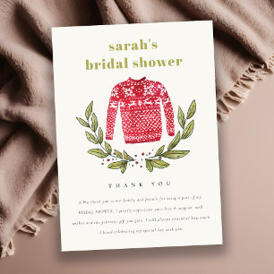 Cartão De Agradecimento Cute Suéter Feio Inverno Natal Chá de Noiva