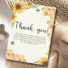 Cartão De Agradecimento Cute Sunflower Bee Baby Shower