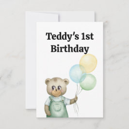 Cartão De Agradecimento cute teddy bear green background