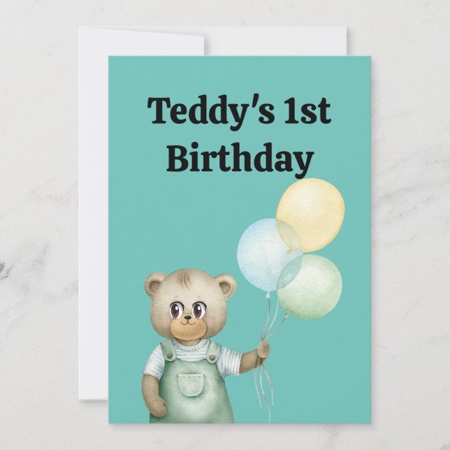 Cartão De Agradecimento cute teddy bear green background (Frente)
