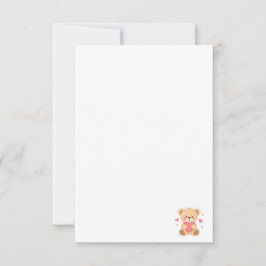 Cartão De Agradecimento Cute Teddy Bear Holding Heart – Valentine Love Ill