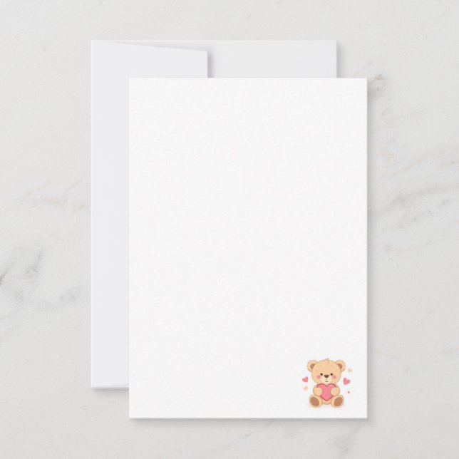 Cartão De Agradecimento Cute Teddy Bear Holding Heart – Valentine Love Ill (Frente)