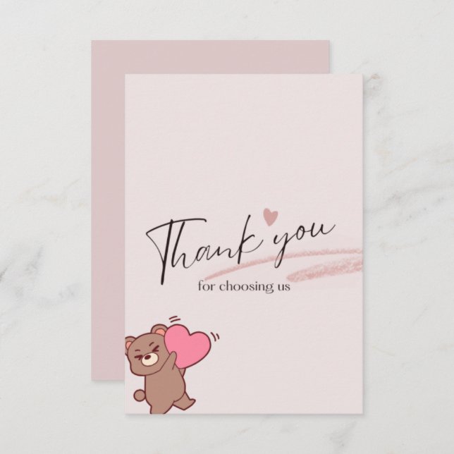 Cartão De Agradecimento Cute teddybear thank you card (Frente/Verso)