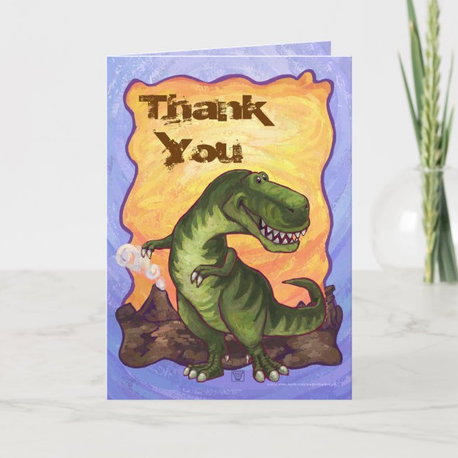 Cartão De Agradecimento Cute Tyrannosaurus Rex Thank You Card (Frente)